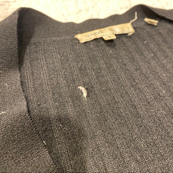 Vince Black 100% Cashmere Ribbed Cardigan - Picture 14 of 16